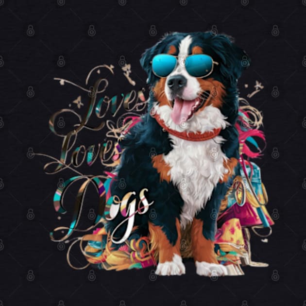 mesmerizing  vector illustration highlights a trendy Bernese Mountain Dog by YolandaRoberts